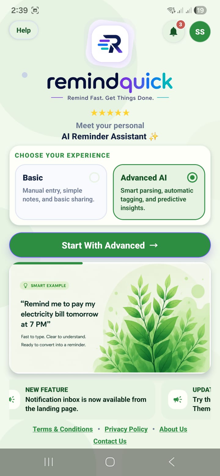 RemindQuick Android reminder app feature screen